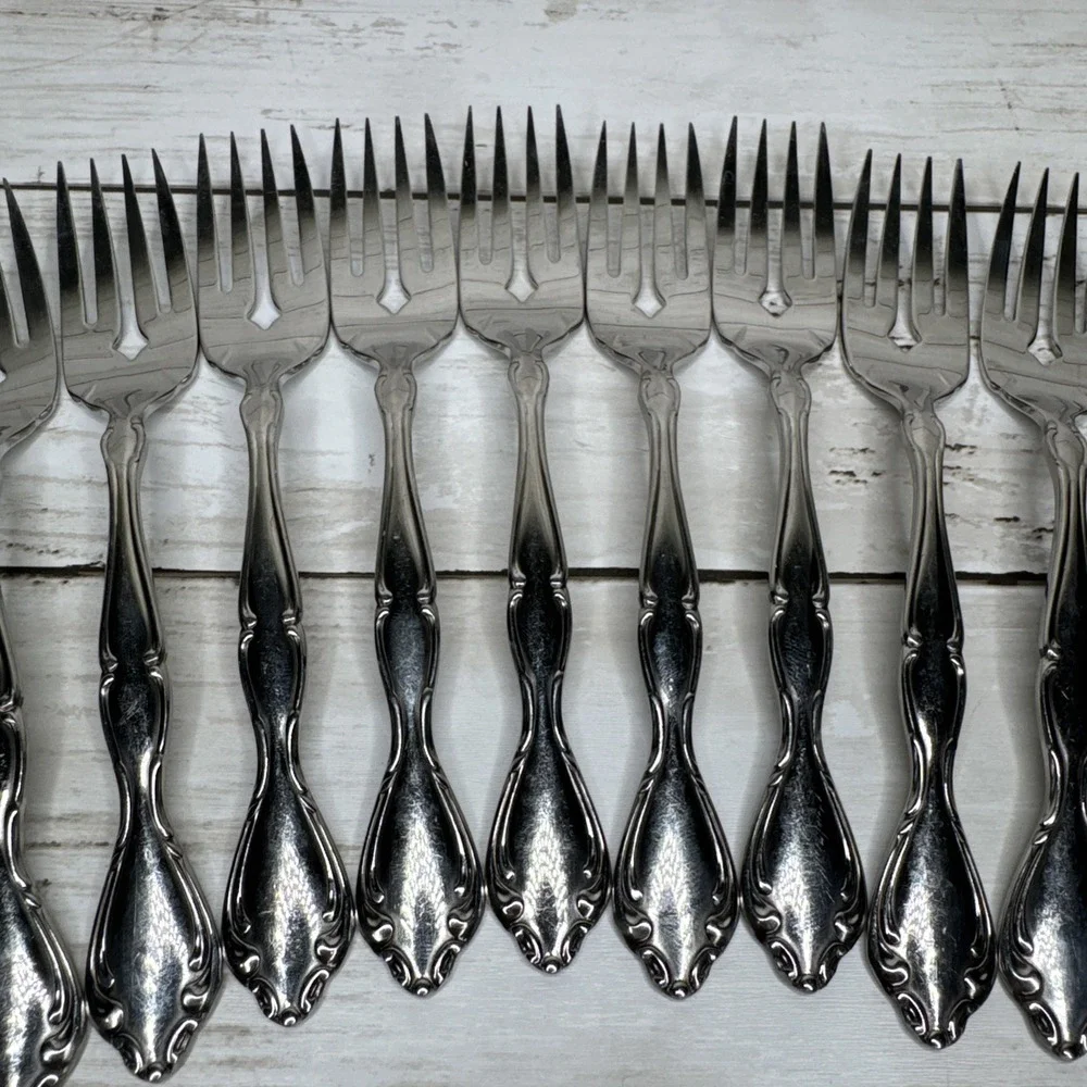 Oneida Community Cantata Stainless Glossy Flatware Silverware Forks Lot Of 11
